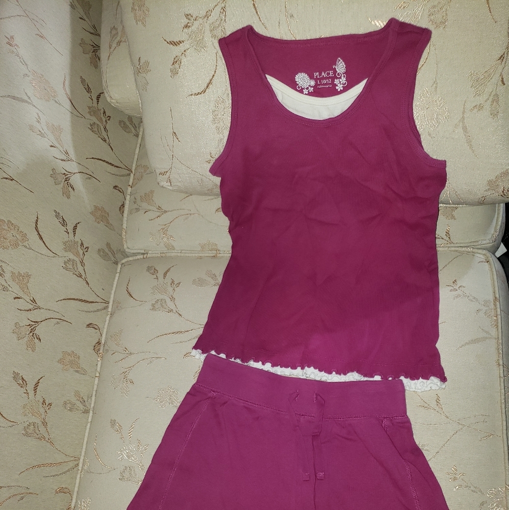 Purple shorts and top set.